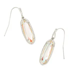 Kendra Scott Eva Dichroic Glass Rhodium Over Brass Drop Earrings - Silver