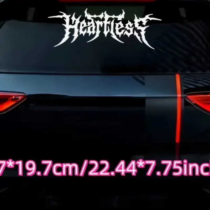 Windshield Banner, Heartless Design, Death Metal Style Car Decal