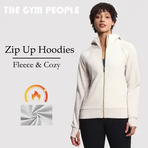 THE GYM PEOPLE Women's Zip Up Hoodies Fleece Workout Jackets Sweatshirts with Pockets Thumb Hole