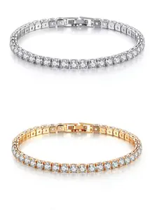 Mother's Day Luxury Tennis Bracelet.Elegant CZ Tennis Bracelet for Everyday Wear | Unisex Hip Hop Jewelry Gift Wedding, Birthday, Anniversary | Eco-Friendly & Hypoallergenic Fine Jewelry。Sparkling CZ Tennis Bracelet for Women/Men
