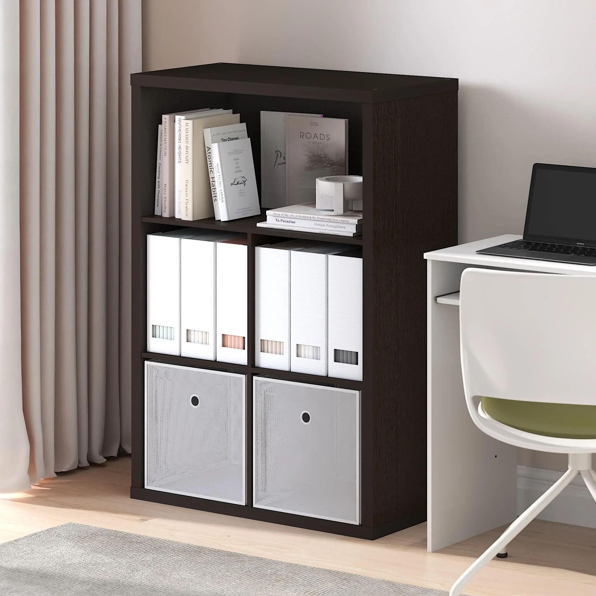5-Cube Closed-Back Bookshelf Book Rack with Fixed Dividers, Extra Thick Modern Minimalist Indoor Furniture, 15.3x29.9x43.3in Cubicle Storage Unit for Living Room, Home Office