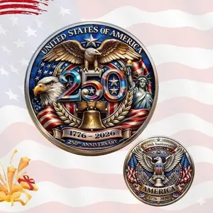 America 250th Anniversary Commemorative Coin, USA 250th Challenge Coin 1776-2026 for Patriotism, Freedom, American Eagle & Patriotic Symbols Collectible