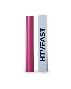 HTVFast HTV Vinyl Rolls Heat Transfer Vinyl - 11.8" x 20' Roll - Flexible & Stretchable PU Material-Easy to Cut, Weed & Transfer with Home Iron-Works on Plastic, Wood, Ceramic & Fabric (Fuchsia)