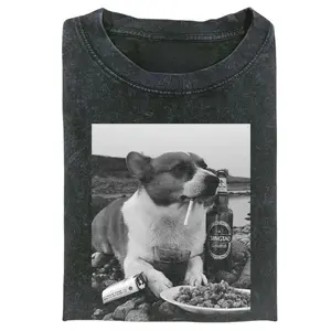 Comfort ColorsVintage Wacky Dog Graphic Tee, Funny Corgi with Cigarette and Beer, Quirky Pet Design Shirt, Apparel for Dog Lovers, Unisex Menswear Womenswear Shirt