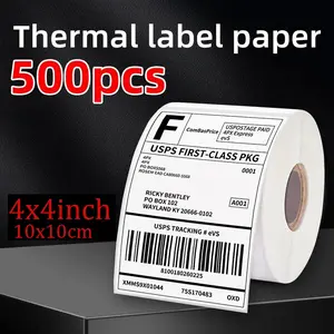 Blank Thermal Labels, Direct Thermal Labels, 4x4 Inches, 500pcs 10x10cm USPS Shipping Label Paper, Postal Mailing Shipping Labels for Thermal Printers