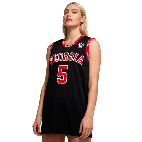 Retro Anthony Edwards #5 Georgia Basketball Jersey - Unisex Solid V-Neck Mesh Sports Clothing, Sewn Embroidery, Breathable for Outdoor Sport Training, Large Sizes, Machine/Cold Washable, Do Not Dry Clean, Solid Jersey, Outdoor Sports