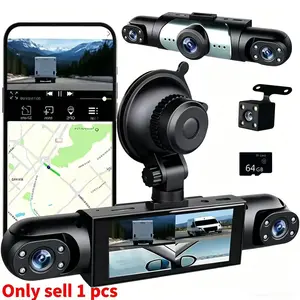 4K 1080P 4-Channel Dash Cam, Triple Lens Car Dvr with 3.16'' IPS Screen, 64GB Storage, Night Vision, Parking Mode, Loop Recording, Night Vision Dashcam