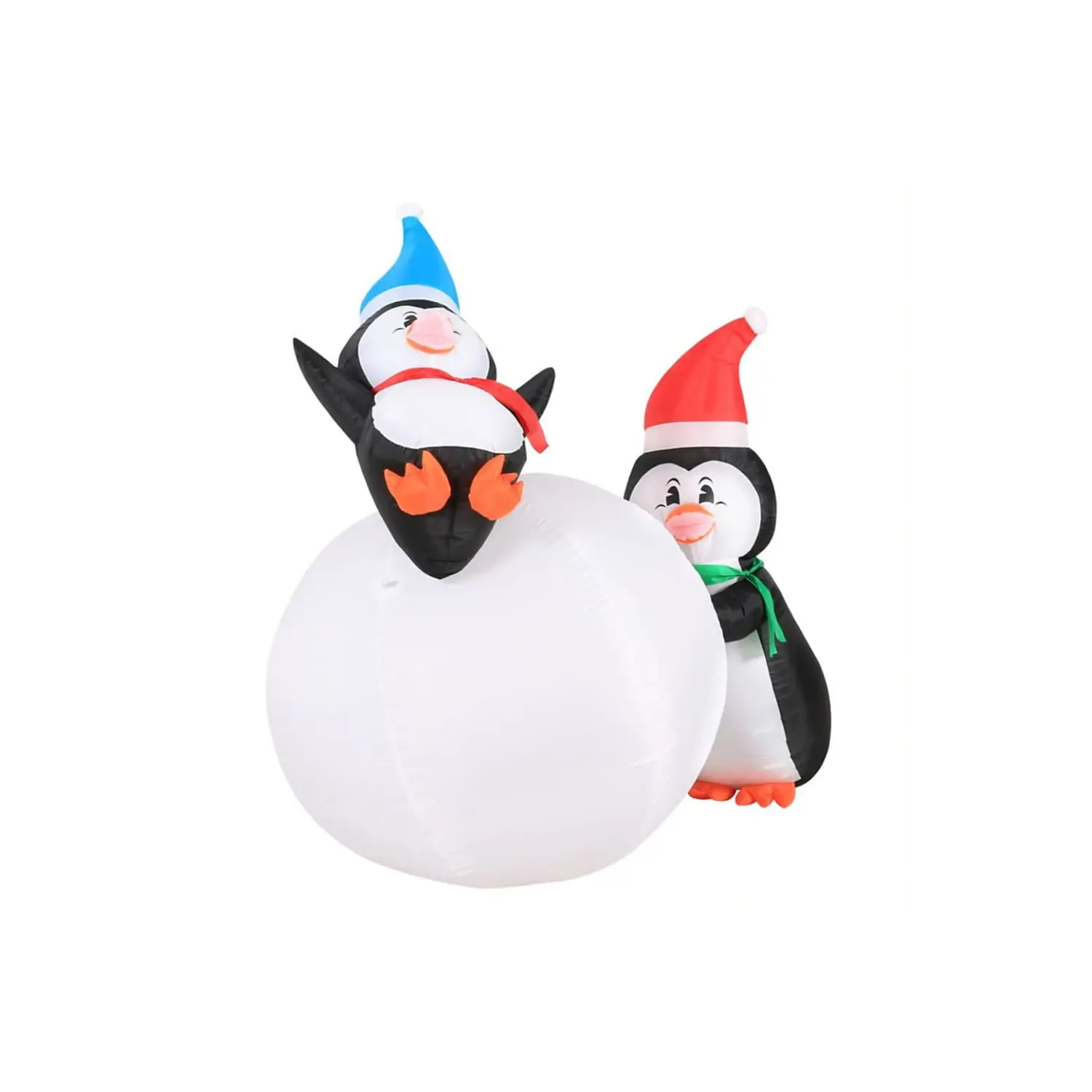 212 MAIN 5 ft. Durable Motor-Equipped Inflatable LED Blue Penguin & Snowball Christmas Decoration with Integrated Belt Hook, Switch, Easy Adjustment, Low Maintenance, Festive Home Decor