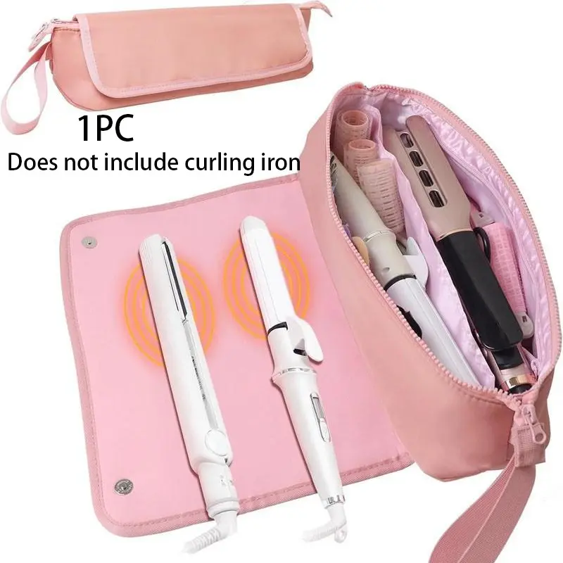 Travel Hair Tool Bag Set, Heat-Resistant Pad & Curling Iron Storage Organizer, Essential Hair Styling Accessory, Travel Organization Pouch, Carryall Grooming Organizer, Travel Essentials