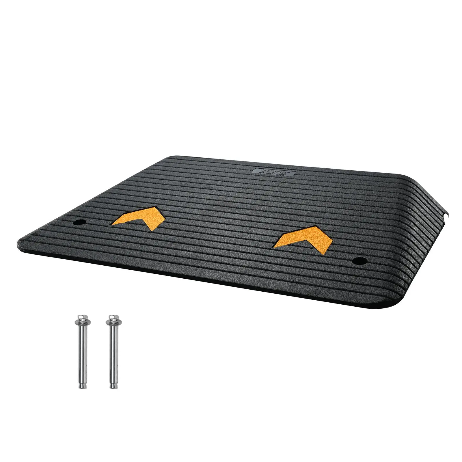 VEVOR Upgraded Rubber Threshold Ramp, TikTokShopBlackFriday, 4" Rise Door Ramp with 1 Channel, Natural Rubber Car Ramp with Non-Slip Textured Surface, 33069 lbs Load Capacity Curb Ramp for Wheelchair and Scooter