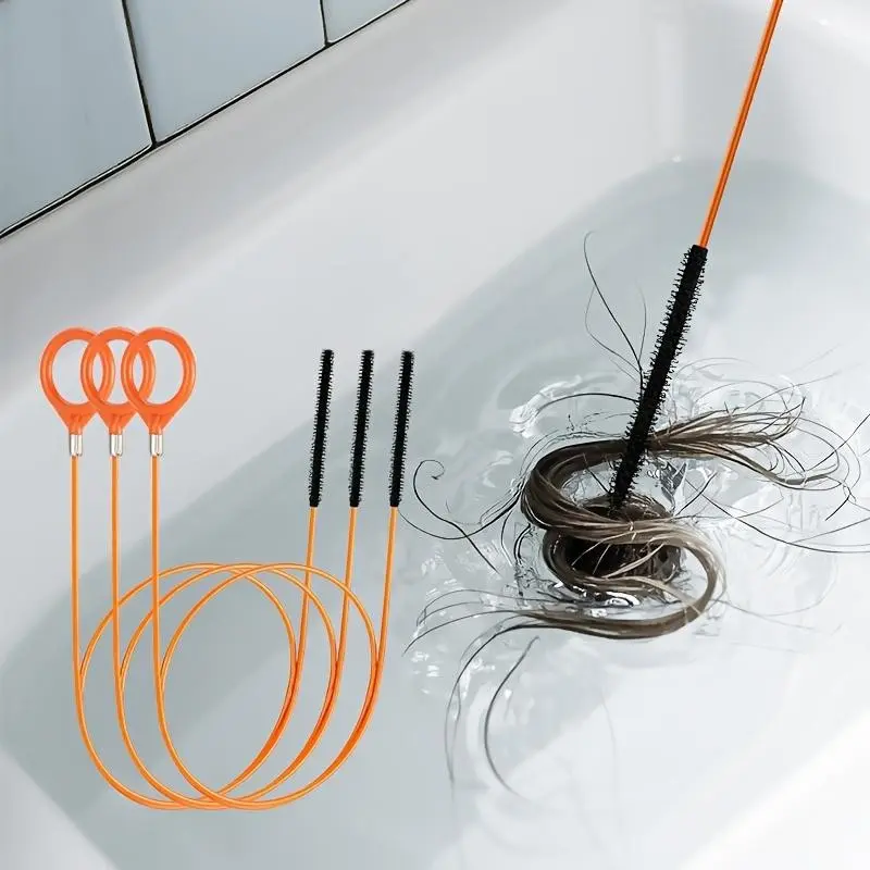 Extra Long Stainless Steel Drain Pipe Unclogging Hook, Drain Clog Remover, Anti Clogging Drainage, Nylon Coated, Flexible Snake Design, Durable for Bathroom Sink, Bathtub, Shower