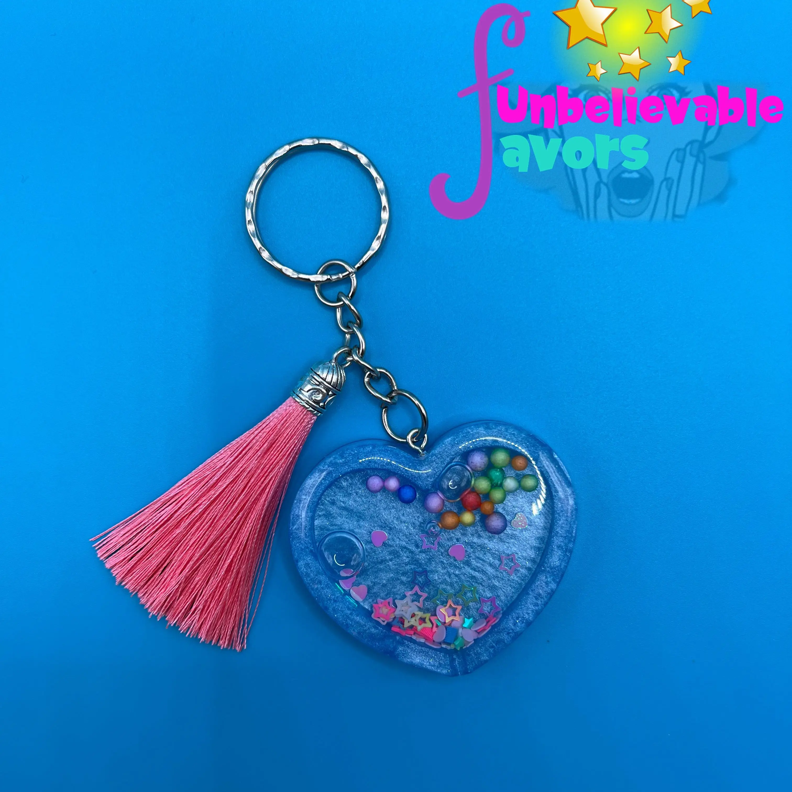 Handmade Customizable Resin Keychain Shaker by Funbelievable Favors
