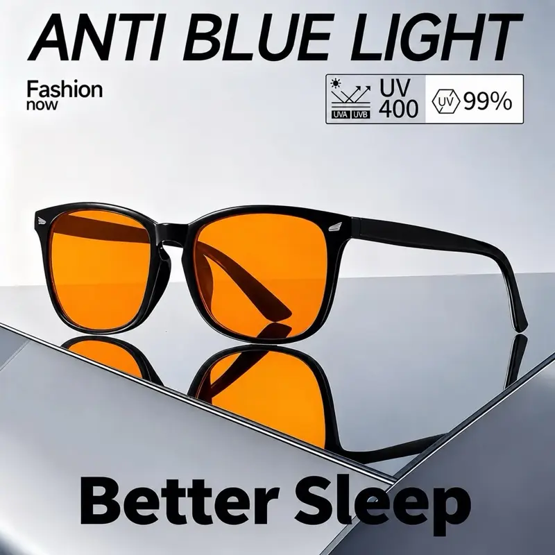 Blue Light Blocking Reading Glasses with Orange Lenses for Night Gaming and Sleep, Eye Care Eyewear