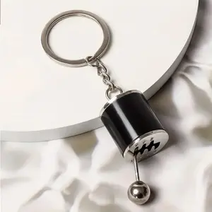 Realistic Mini Gear Shift Keychain, 6-Speed Car Transmission Model with Metal Ball & / Lever, Durable Metal Car Key Accessory, Car Key Chains