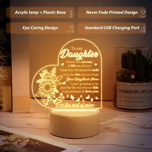 Acrylic Heart-Engraved LED Neon Sign Light Box, USB-Charging Eye-Caring Night Light, Mom Gifts for Teen Girls, Ideal for Bedroom Home Decor (Mother's Day, Birthday, Graduation Occasions)