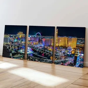 3 Piece Set Wooden Framed Canvas Poster, Architecture, Modern Art, Cityscapes, Sunsets, Cyberpunk Aesthetics, Vaporwave Style, Home Decor, Art Print, Wall Art for Living Room, Bedroom, Office, Hallway, Ideal Gift For Friends.