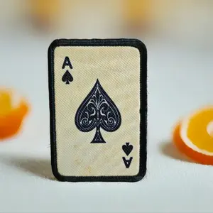 Distressed ACE OF SPADES army military navy funny 2"x3" morale patch with hook and loop backing green background