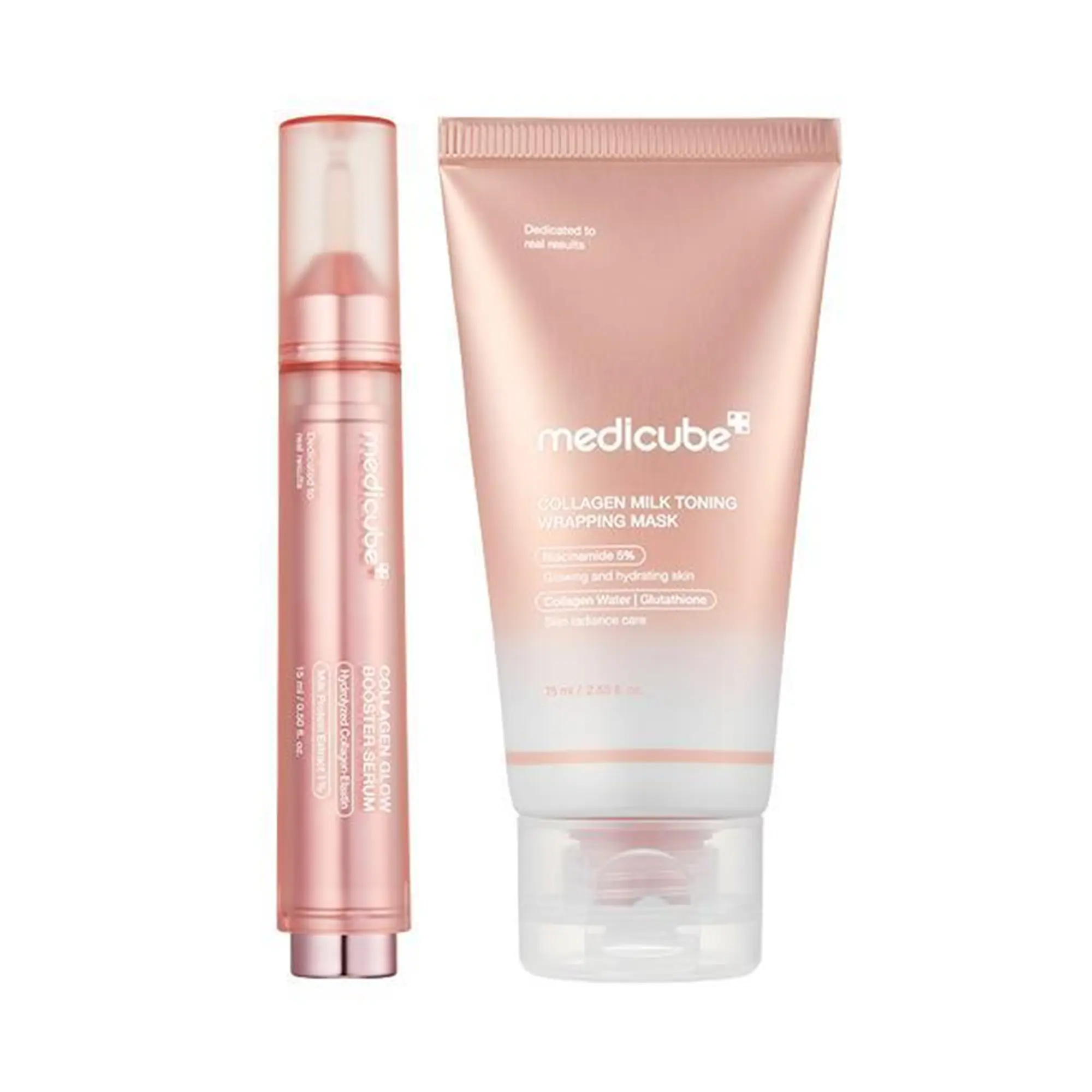 [medicube] Milky Glow Lock Collagen Duo l Collagen Glazed Milky Glow Wrapping Mask (20-Min Use) + Collagen Glow Booster Milk Serum for Hydration & Radiance, Korean Skincare, K-beauty
