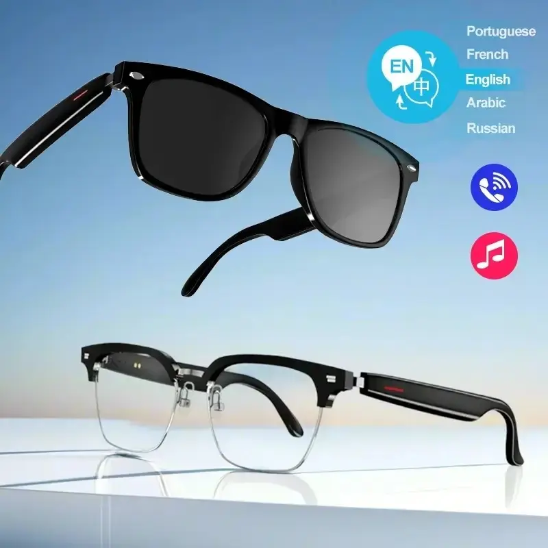 E13 Smart Glasses UV Protection Anti-Blue Light , Bluetooth Glasses Compatible for Men & Women , Smart Audio Glasses Black Plastic Multifunctional Wireless Sunglass, Wireless Eyewear, Wearable Tech Glasses , Wearable Digital Electronic Gadgets