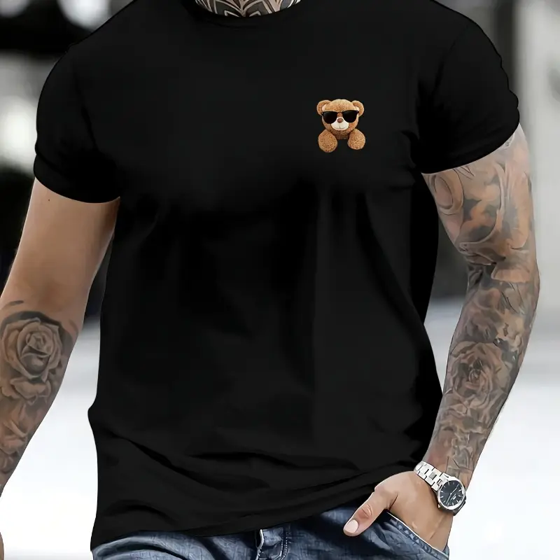 Men's Tropical Graphic Tee - USA-Made Casual Boxy Cut Short-Sleeve Round Neck Top, Lightweight Ultra-Combed Cotton Fabric, Direct Factory Support, Fast USA Dispatch