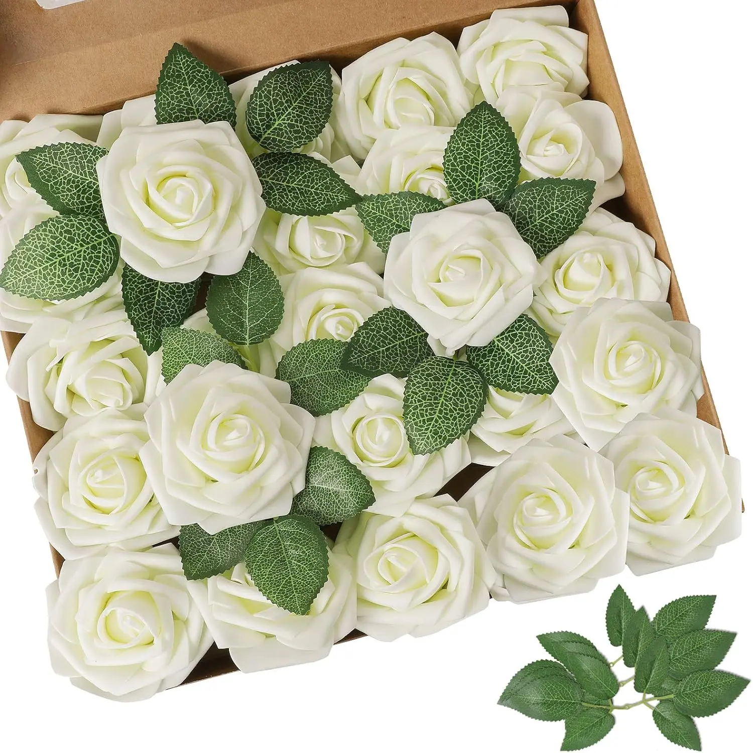 Artificial foam flower roses 25 pieces/50 roses, with stems, used for DIY wedding bouquet centerpiece arrangement party shower Mother's Day Christmas tree decorations, Artificial Rose Arrangements, Decorative