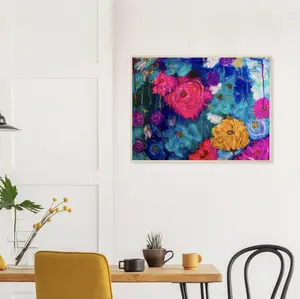 Blooming Symphony Canvas - FSC-Certified Wood Stretcher Bars, Cotton-Polyester Blend, Hanging Kit Included.