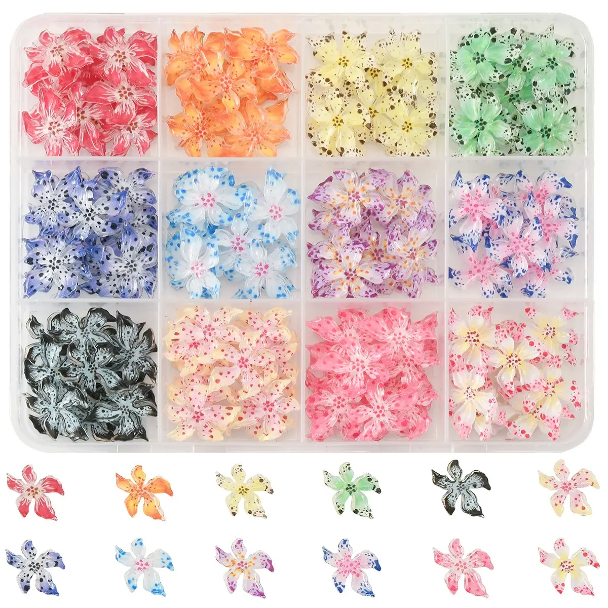 1 box of flower nail art accessories, Manicure Nail Art, Nail Design Kit, hibiscus flower nail art, spring and summer nail art, including mini nail art supplies, suitable for women, DIY handcrafted nail art, nail art gemstones, Nail Charms, Nail Art Set