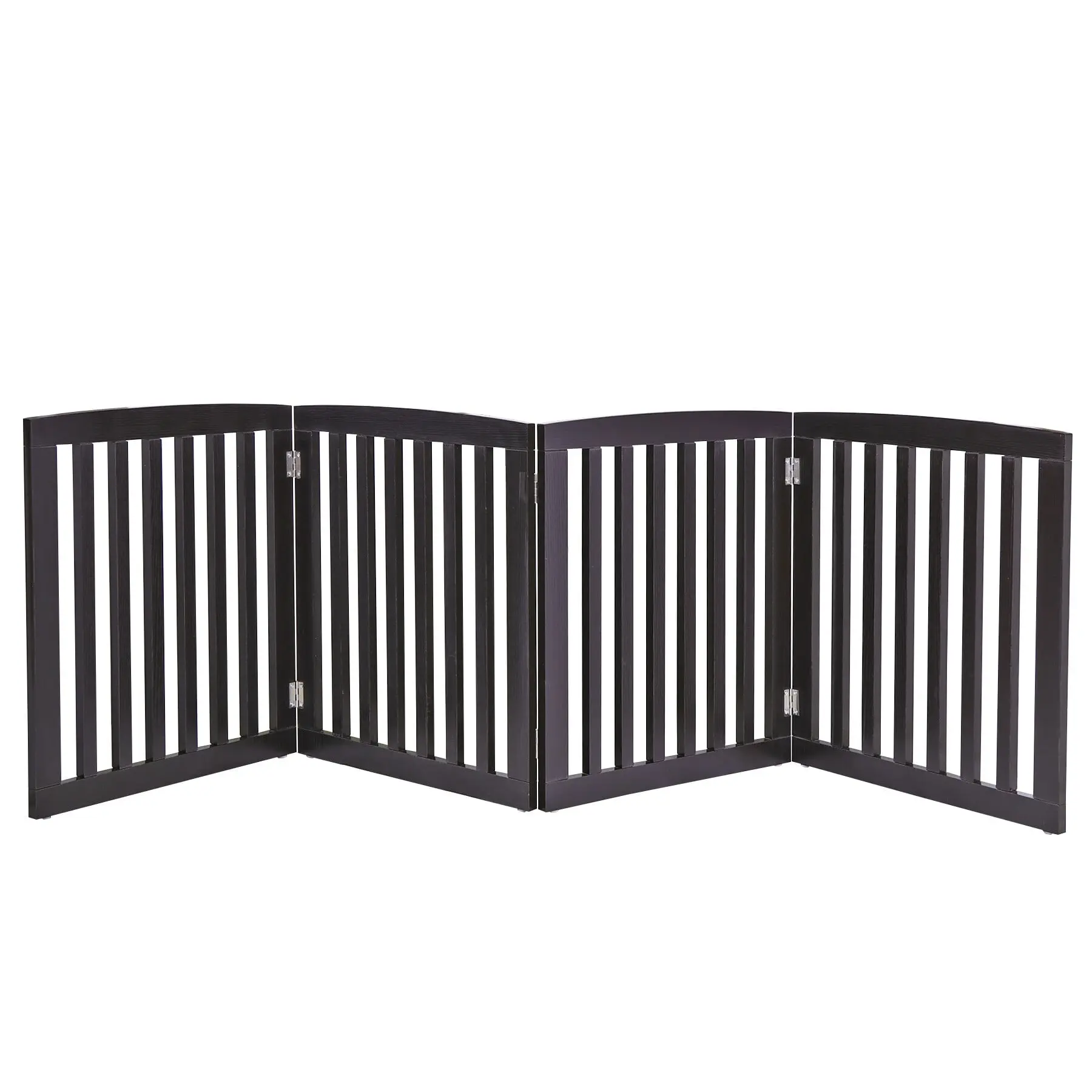 Portable Puppy Playpen - 4-Panel Foldable MDF Wood Frame Pet Enclosure with Entry Gate, Protector, Durable Construction, Easy Storage, Enclosed Brown Set, 20.4 x 24 x 2.7 inches, 22.1 lbs, Decorative Touch for Bedrooms