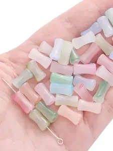 100pcs Graduated Color Bamboo Beads, 6x12mm Glass Beads for Bracelets, DIY Jewelry Making Accessories, Handmade Craft Supplies