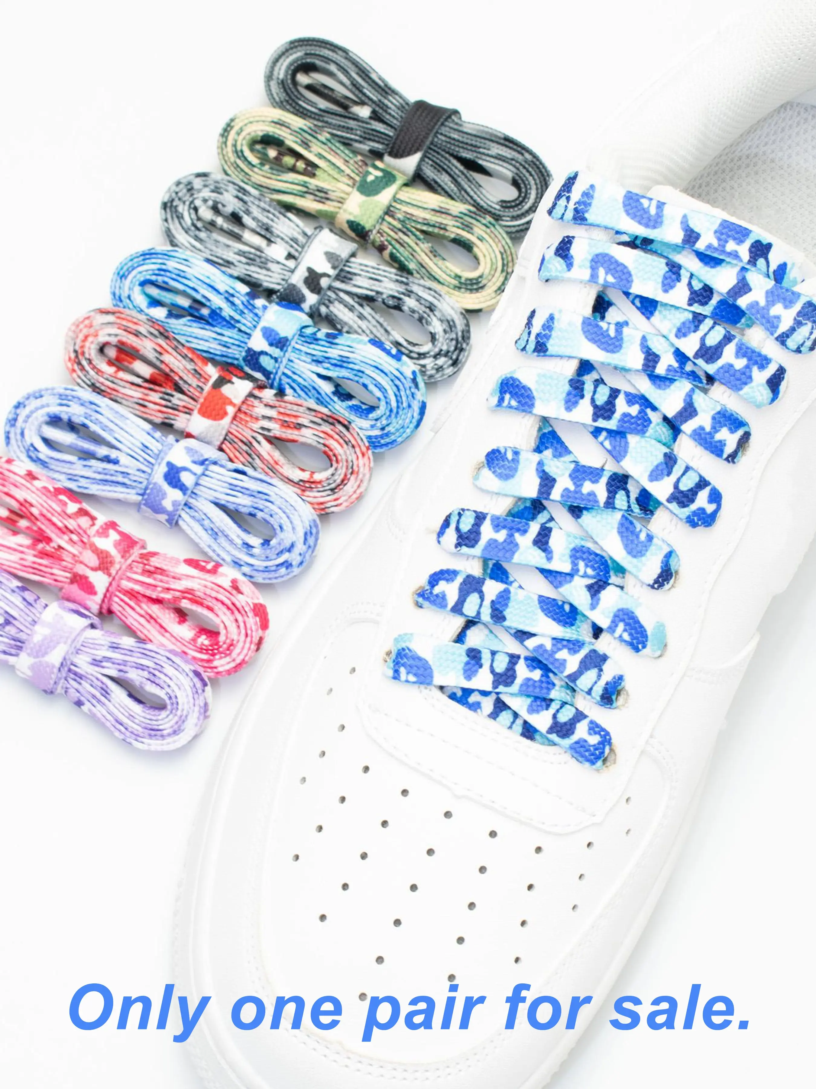 8mm Camouflage Asymmetric Shoelaces, Cloud Camouflage Trendy Creative Shoe Laces, Casual All Seasons Footwear Accessories, Laces for Sneakers