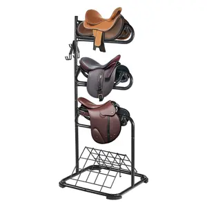 VEVOR Freestanding Saddle Stand,  30 x 30 x 68.5 in, 3 Tiers Saddle Rack, Heavy Duty Saddle Blanket Holder with Removable & Rotating Tiers, English & Western Saddle Rack for Tack Room Organization