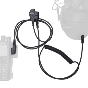 Tigrett Outdoors SMC PTT Cable w/ 3.5mm Audio Cable Adapter for Kenwood K1 Radios Including Baofeng UV5R - PTT for Electronic Earmuffs - Hands-Free Radio Listening - Velcro Upgrade for Plate Carriers