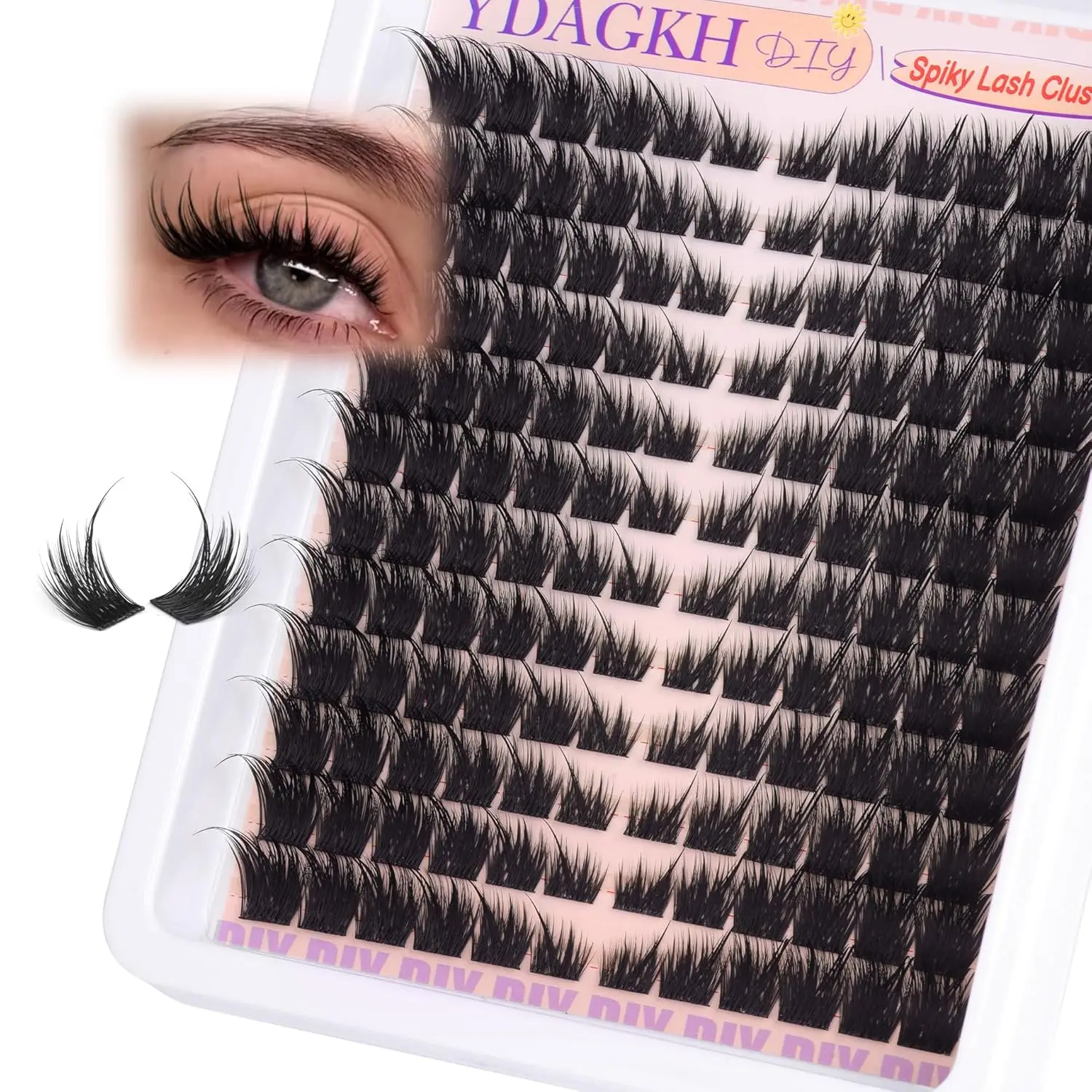 Natural Fox Eyelash Clusters, Fine Cartoon Style Lash Growth, Unique Spiky Elf Lashes, Spike Lashes, 8-18mm, 144 Pieces, DIY at Home, Makeup Cosmetic, Cosmetic False Lashes