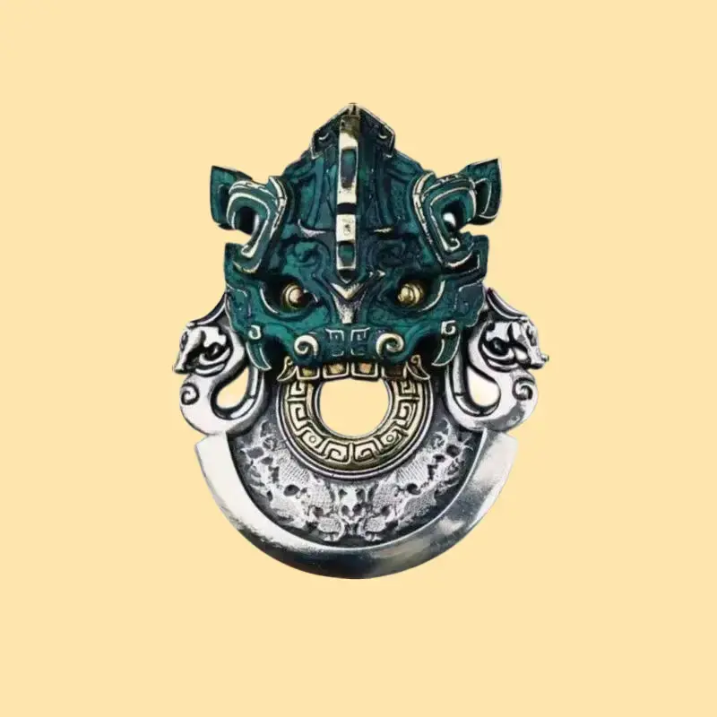 Taotie Talismanic Charm Pendant - Ferocious Wide-Mouth Beast Design, 360-Degree Wealth-Gathering Symbol, Evil Spirit-Warding, Taoist Priest-Consecrated Fashion Costume Jewelry Accessory summerwins,summerwins