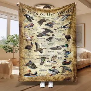 Duck Pattern Blanket, Flannel Throw Blanket, Soft Comfortable Throw Blanket, Warm Napping Blanket For Home Office Travel, Cool Bedroom Bedding Blankets
