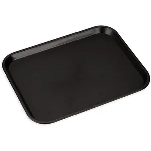 Fast Food Cafeteria Tray 14" x 18", Durable Polypropylene with Slip-Resistant Surface, Stackable for Cafes and Schools, BPA-Free, Black
