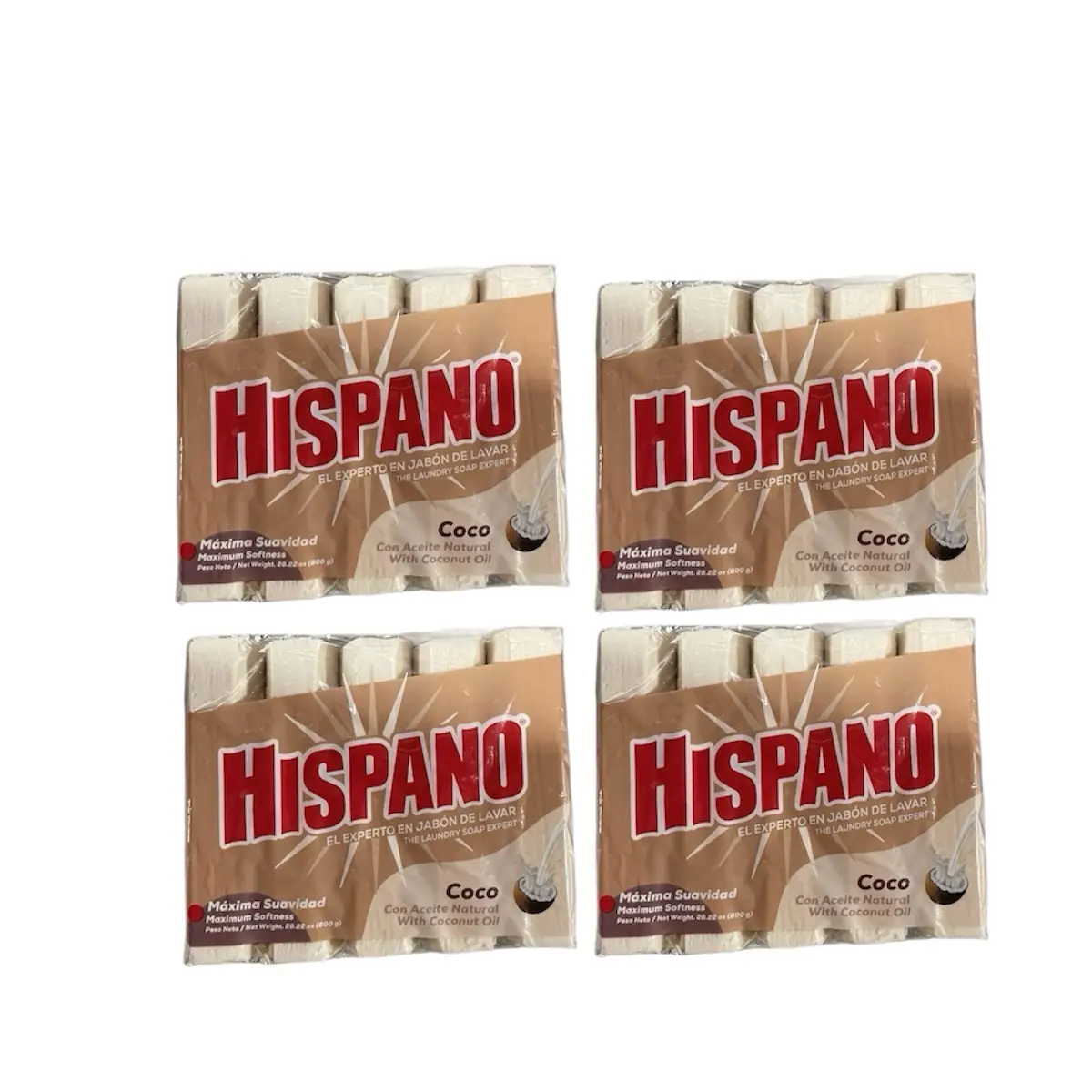 Bola Hispano Jabon Coconut Laundry Soap with Coconut Oil - Gentle and Effective, Smooth, Moisturizing Household Laundry Detergent Bars for Clothes, 20 x 800g Non-Toxic Pack