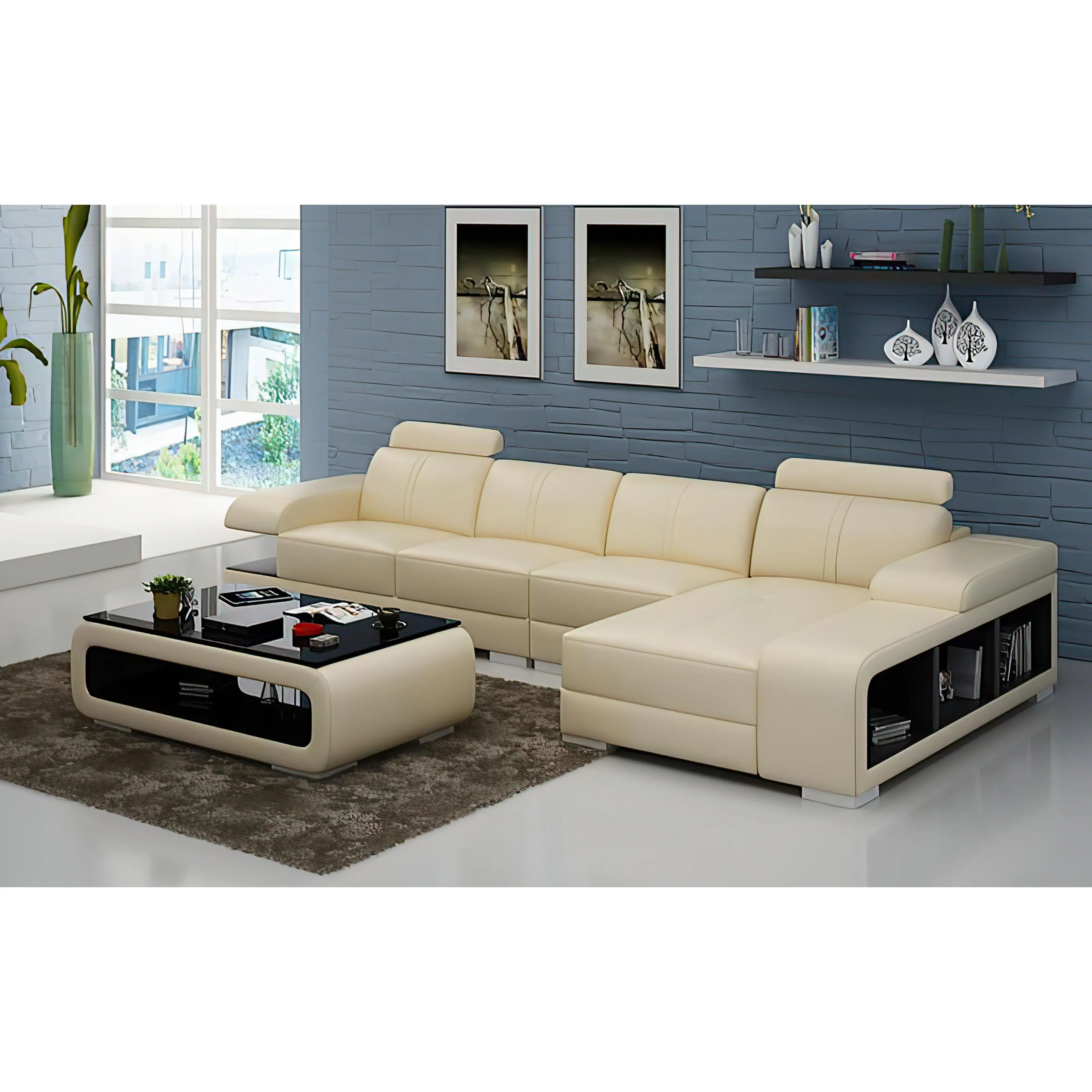 Elza Small Modern Leather Sectional Elza Small Modern Leather Sectional
