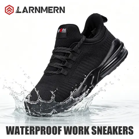 【SummerFinds】Upgraded SRC oil-resistant non-slip work shoes with four-way stretch waterproof fly knit. Light lace-up closed-toe black sneakers for men & women, great for chefs, nurses, kitchen/hospital staff. TikTok Back to School #tiktokshopsummersale