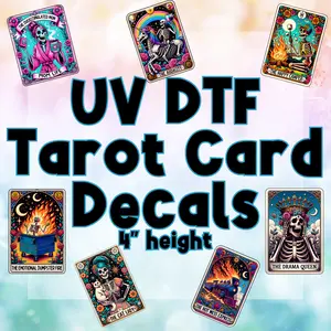 UV DTF Tarot Cards, 4" height, Cup Decals, Cup Stickers, Funny Stickers