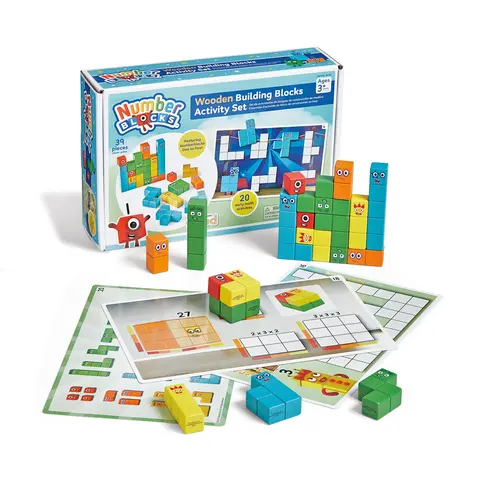 hand2mind Numberblocks Wooden Building Blocks Activity Set, Wood Stacking Toy, Counting Blocks, Numbers for Toddlers, Math Games, Logic Puzzles, Preschool Learning Activities, Kids Birthday Gift