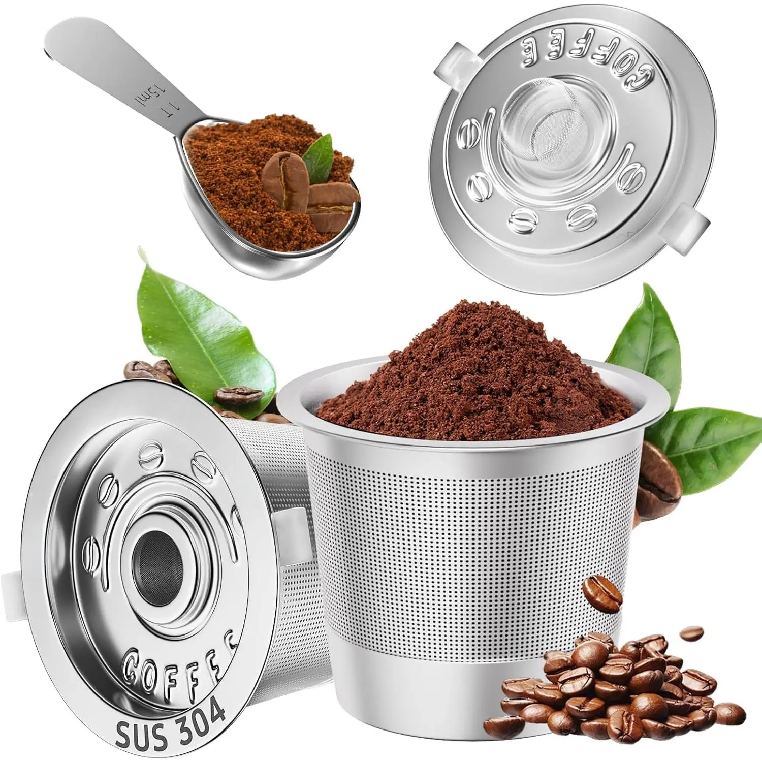 2 Pack Reusable K Cups Coffee Pods  Keurig 1.0: Stainless Steel Refillable K Cups - Reusable Coffee Filters  Keurig Coffee Machine, BPA-Free, SUS 304 ‌ , Scoop, Heat Resistant Handles