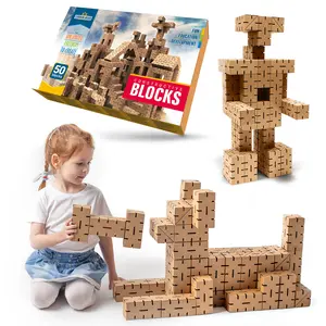 CARDBLOCKS - Constructive 50 Blocks - Unlimited Freedom to Create - Expand Imagination, Boost Creativity - Educational Crafts w/ Eco-Friendly Cardboard Building Blocks - Construction Set for Kids