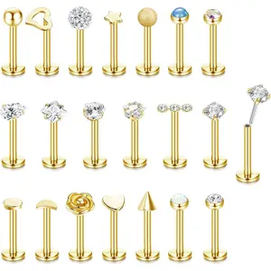 Fansilver 16G Threadless Push in Lip Rings Stainless Steel Tragus Helix Earrings Studs Nose Rings for Women Men Monroe Lip Cartilage Piercing Jewelry Summervibes