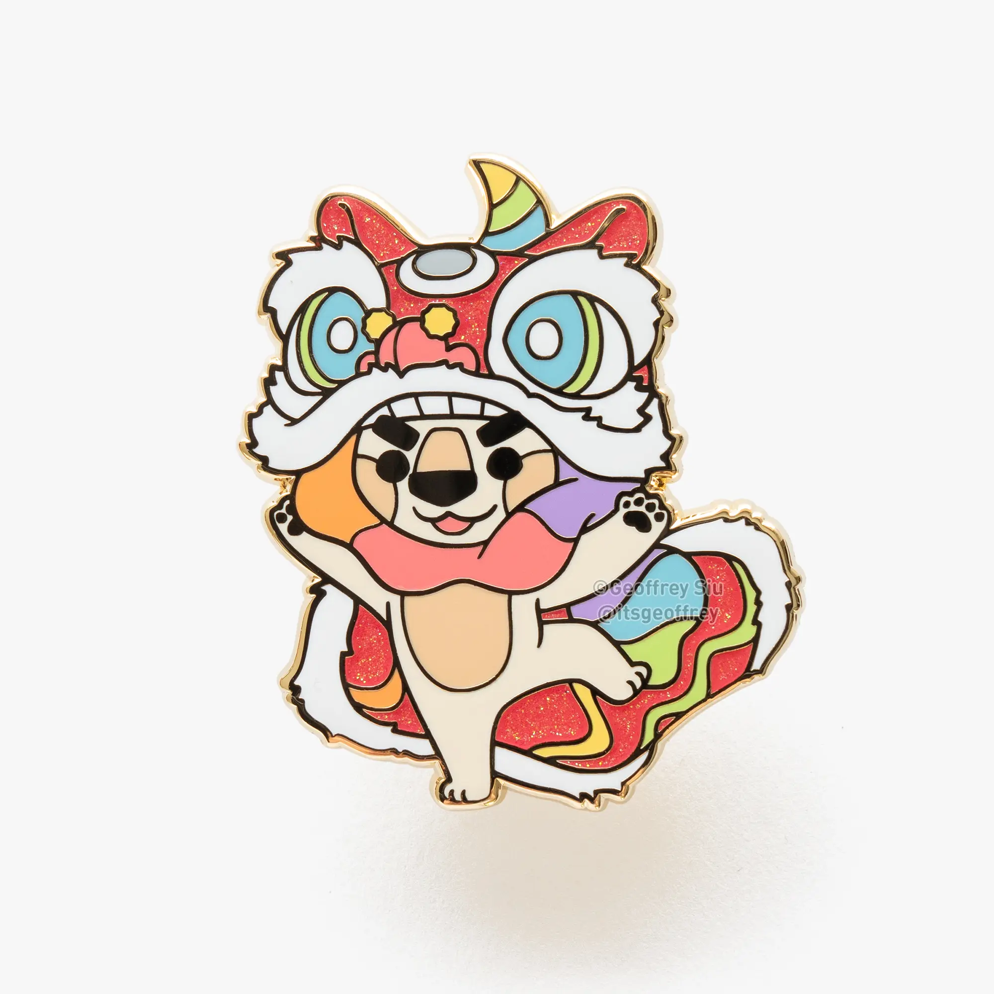 Lion Steve Hard Enamel Pin Limited Edition 1.75" Wide 2" Tall Gold with Two Clear PVC Rubber Clasps, A Grade Quality