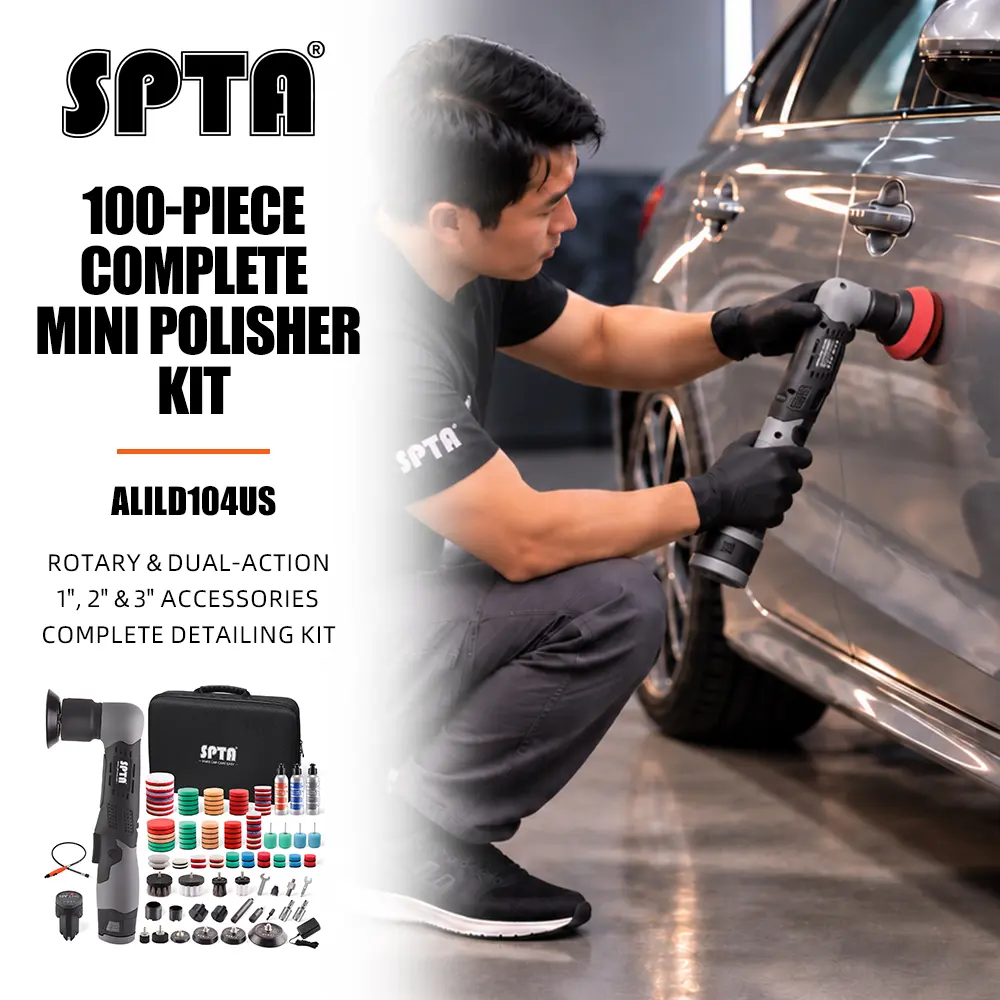SPTA Cordless Mini Polisher, 12V Cordless Multi Polisher, Micro Cordless Scratches Killer Car Polisher RO/DA Mini Auto Machine Sets With Polishing Pad And Wool Pads for polishing, Sanding and Cleaning