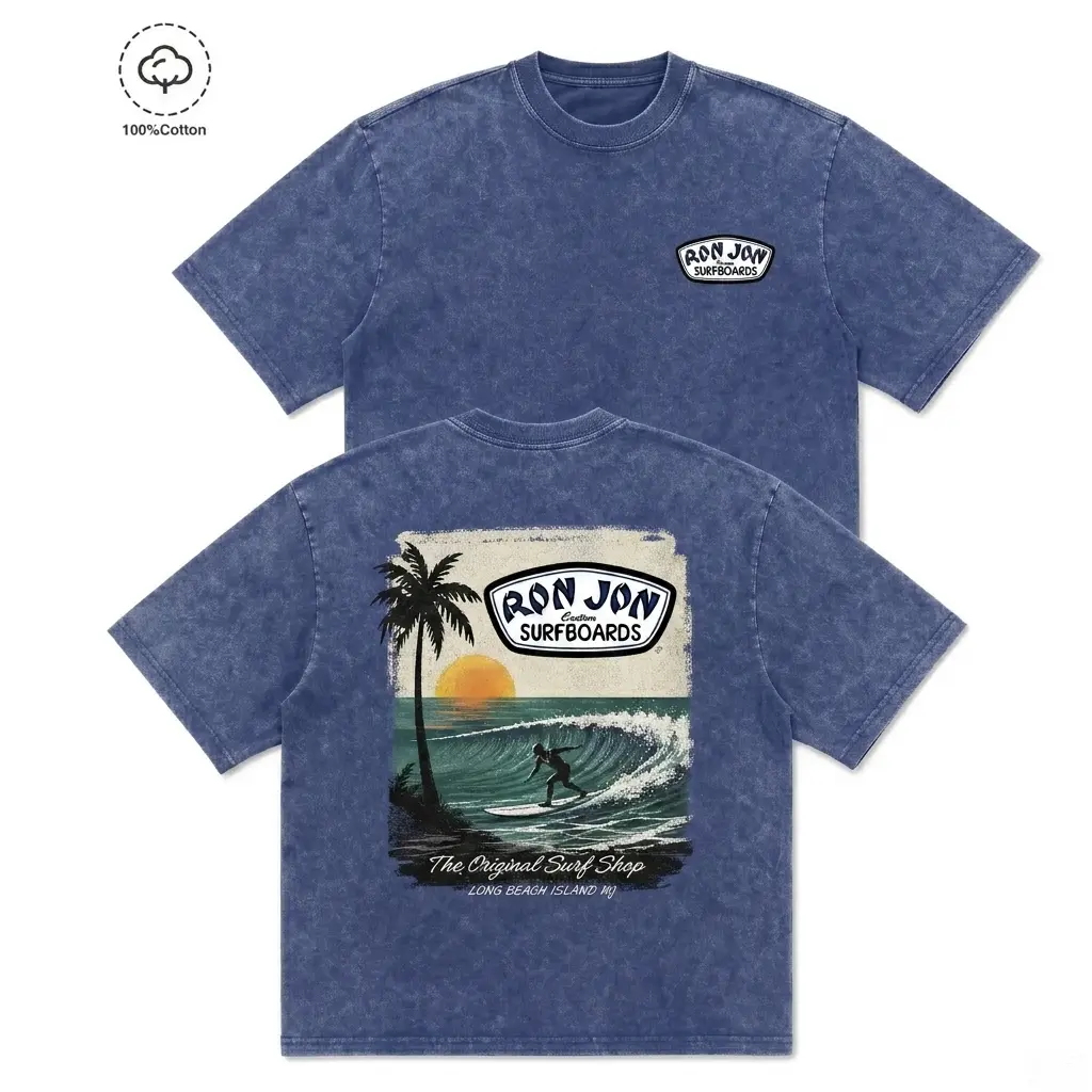 Ron Jon Surfboards Double Sided Unisex Washed Tshirt Mens Vintage Graphic Tee, Boyfriend fit shirt, Oversized unisex top for women, Retro surf streetwear, Summer beach aesthetic