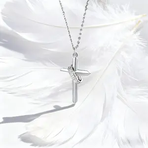 Cross pendant necklace, cross religious faith necklace, women's eternity necklace, gift for her, minimalist niche design, suitable as a birthday or anniversary gift for girlfriend, mom, and wife.