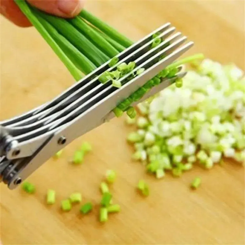 Stainless Steel 5-Layer Multi-Functional Kitchen Shears with Bottle Opener, Nutcracker, Can Opener & Ergonomic Handle for Home, Barbecue - Dinnerware Cutting