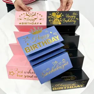 Birthday Money Gift Card Envelope, 1 Count Creative Money Gift Card Holder, Multiple colors,Birthday Gift for Men & Women, Party Supplies, Black Gold Birthday Card Envelope for Men Women Kids